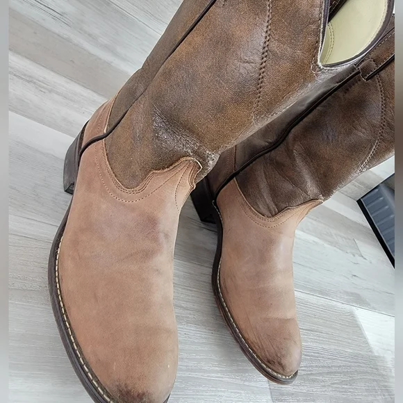 Laredo 2 Tone Brown Leather Western Cowgirl Boots Women's Size 8.5M USA Made - Picture 9 of 16